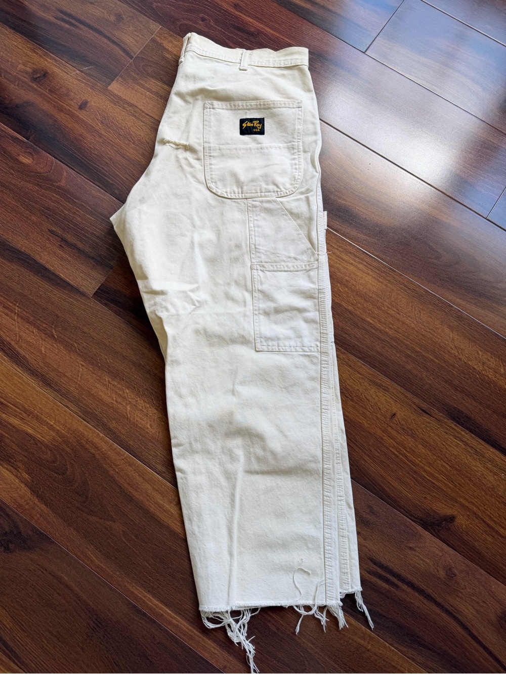 VTG Stan Ray Canvas Cotton Thrashed Frayed Ankle Surfer Pants Mens 34 USA Made